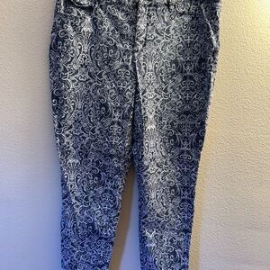 Charter Club Blue and White Paisley Ankle Pants